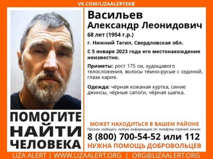 В Нижнем Тагиле пропал 68-летний мужчина
