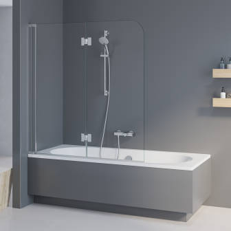 Kronenbach Tube Falttür für Badewanne, 132 x 140 cm, Anschlag links