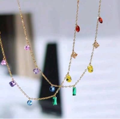 Collar arco iris, acero inoxidable 316 L, joyas