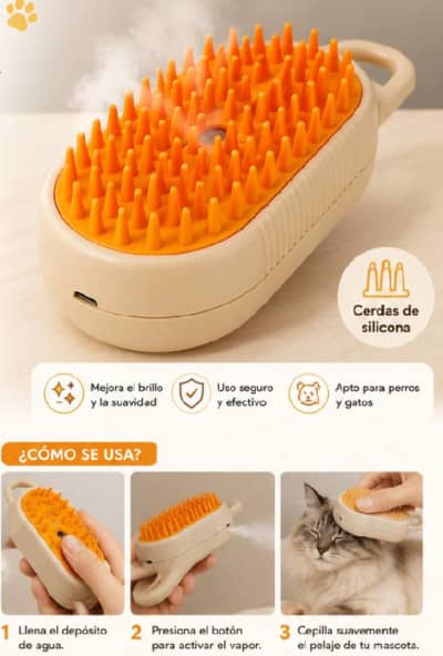 Cepillo de Vapor para Perros y Gatos