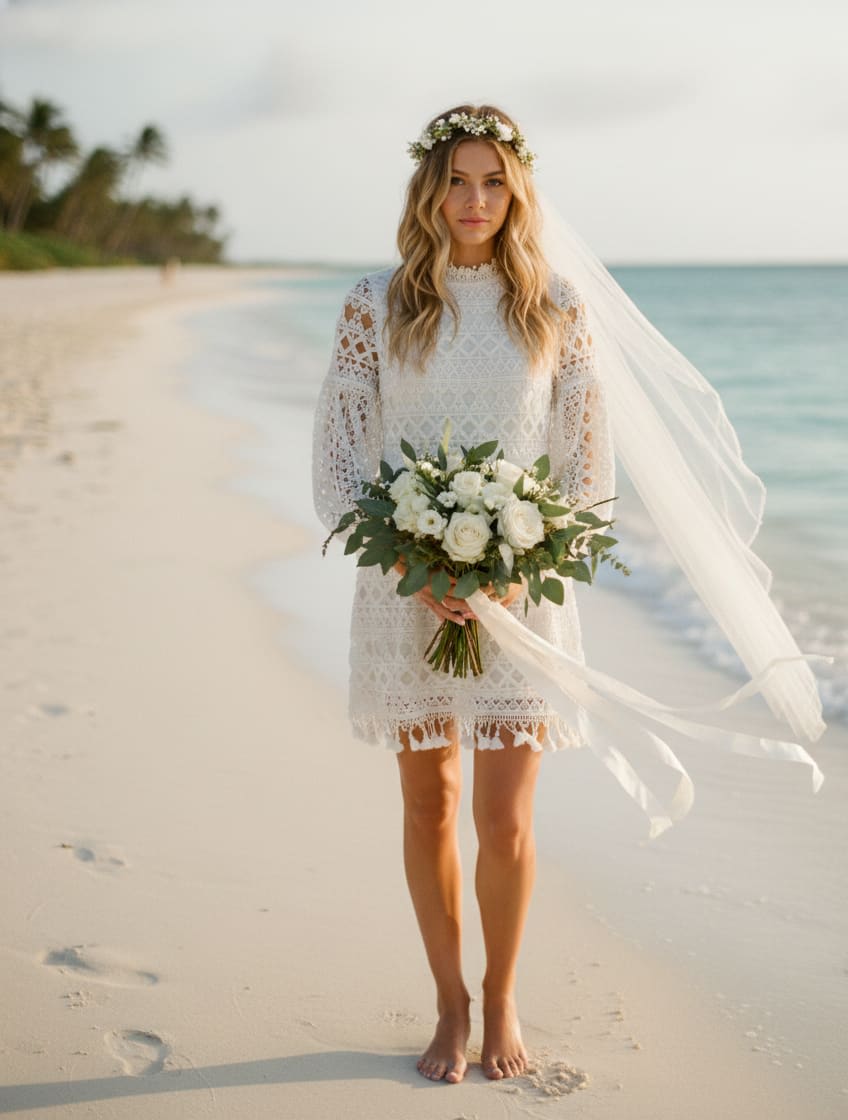 Vestidos de novia cortos de encaje — imagen 3