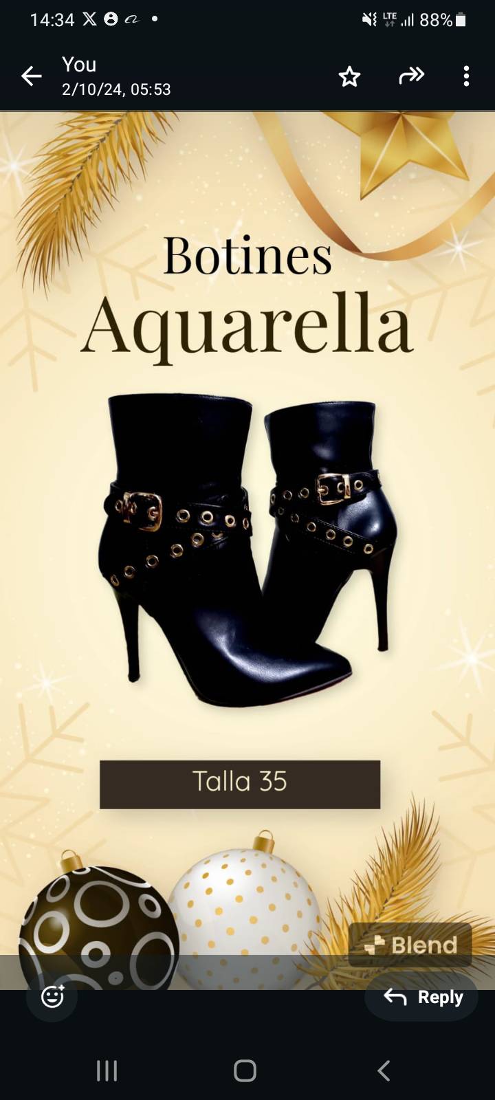 Botines Aquarella Negros Talla 35