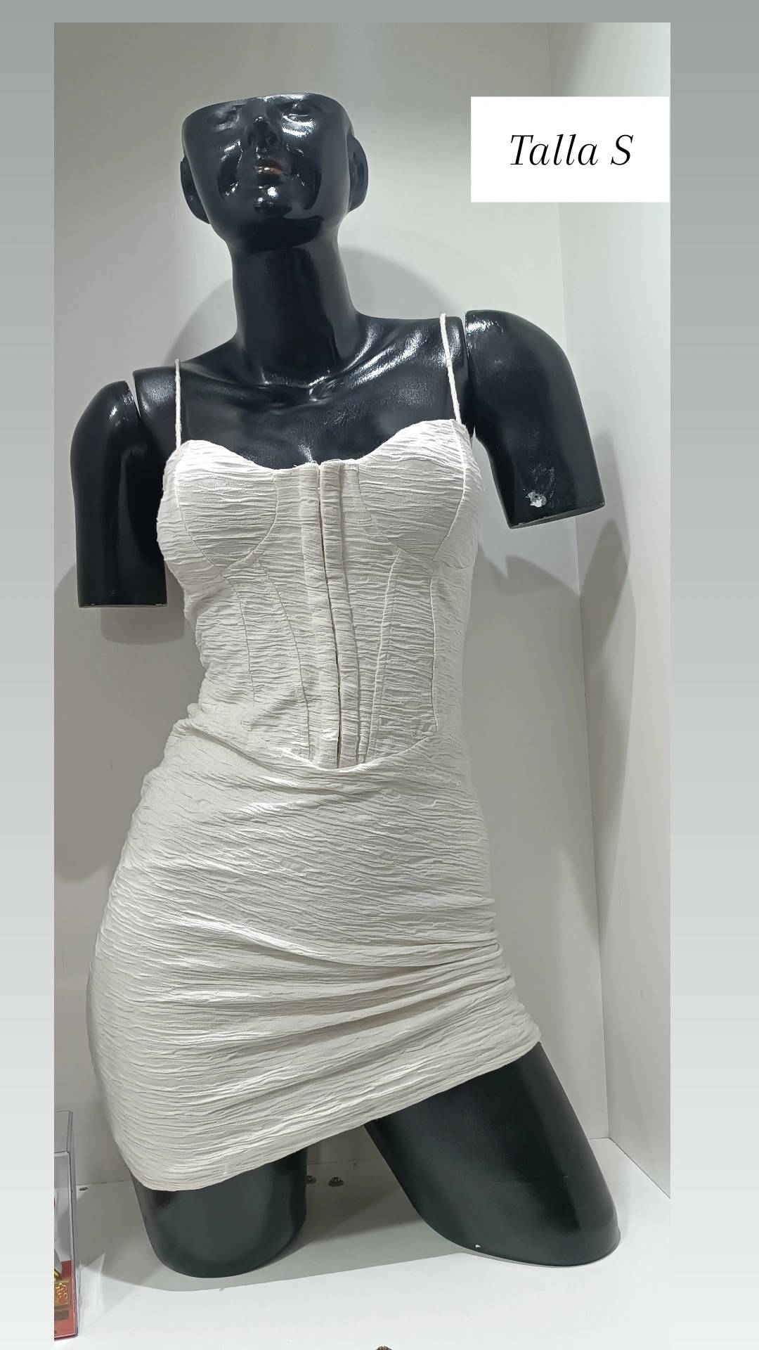 Vestido Rayado Blanco Talla M — imagen 3