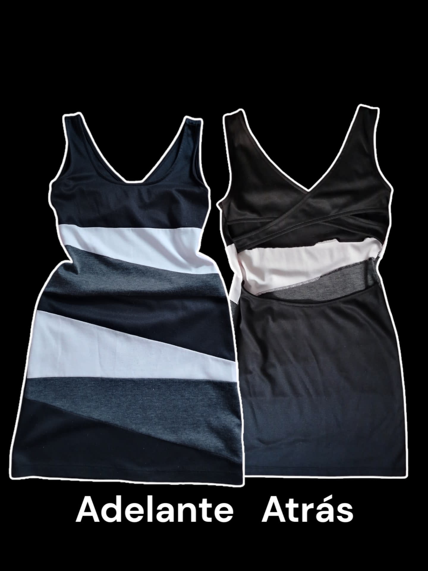 Vestido Casual Tricolor Espalda Abierta
