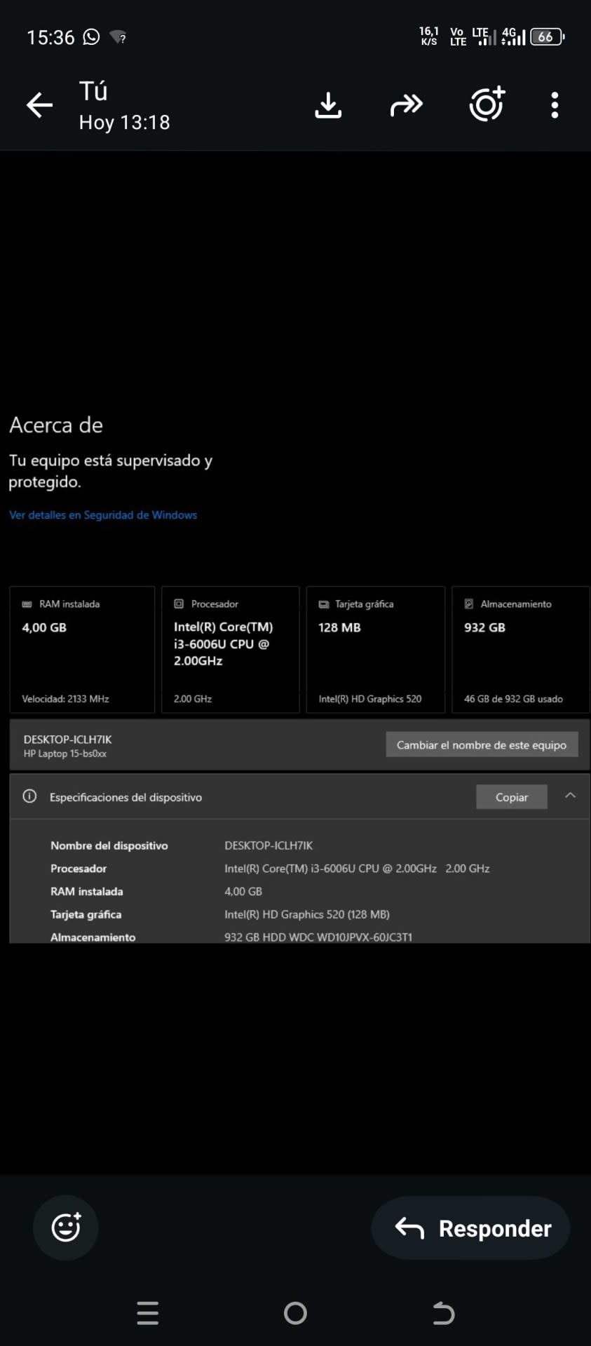 Laptop HP 15 Intel i3 4GB RAM 1TB