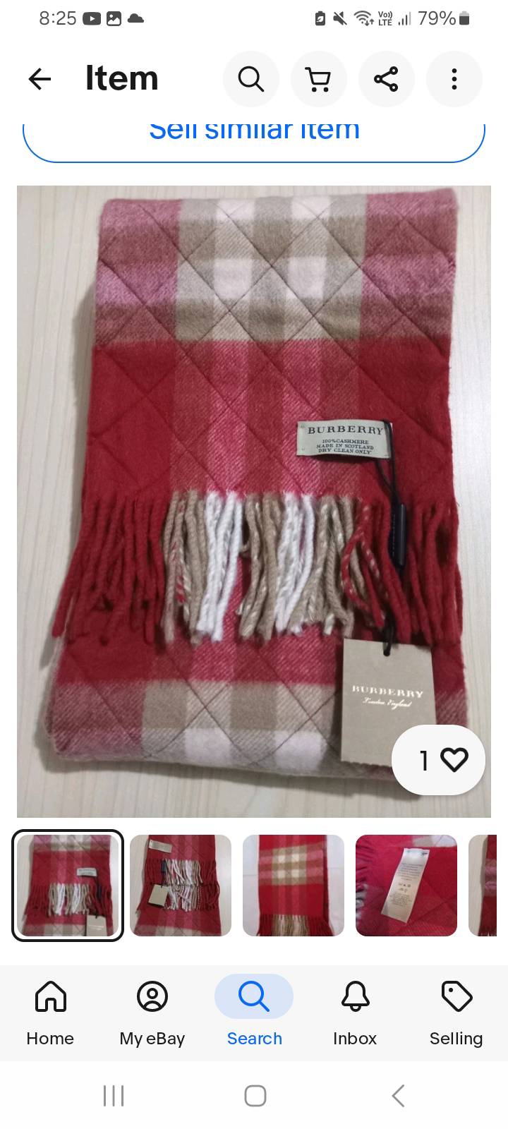 Bufanda Burberry 100% Cashmere Original — imagen 3