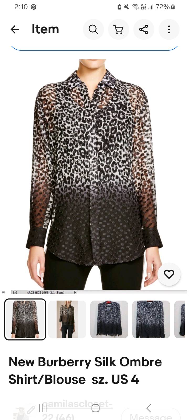 Burberry Blusa de Seda Animal Print