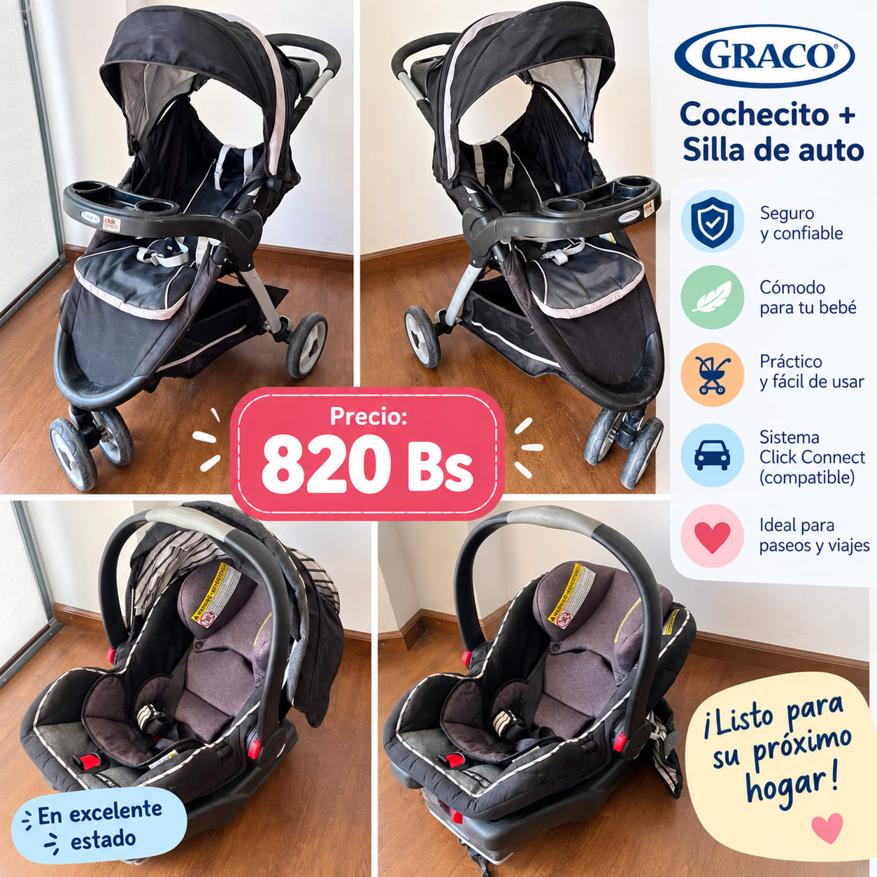 Cochecito Graco + Silla de Auto