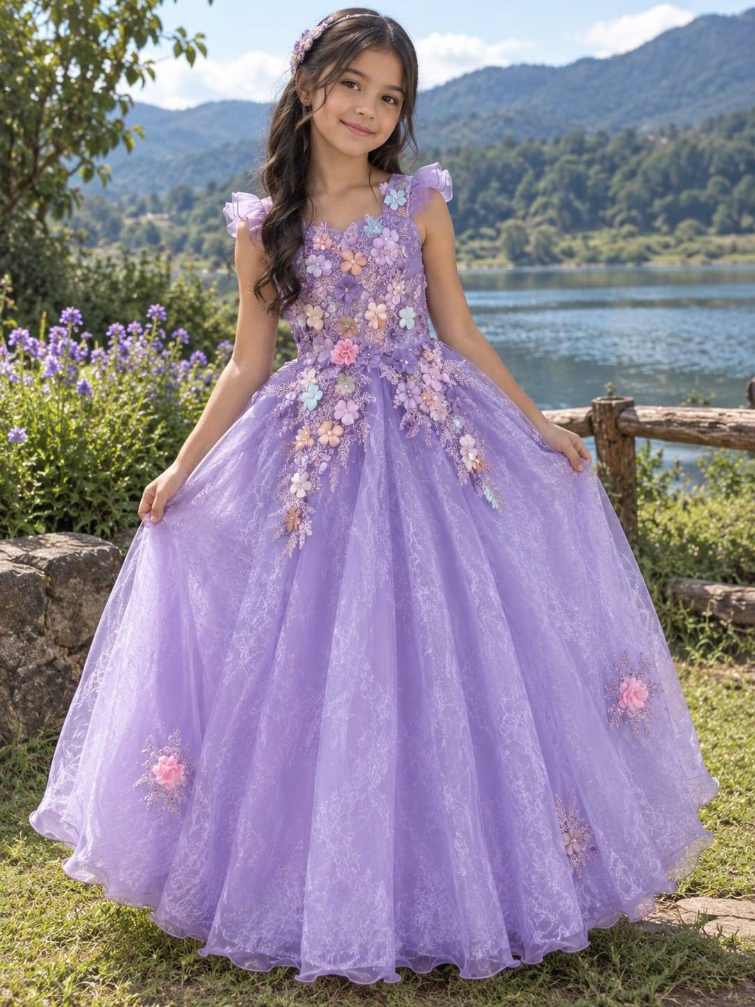 Vestido de Gala Morado para Niña