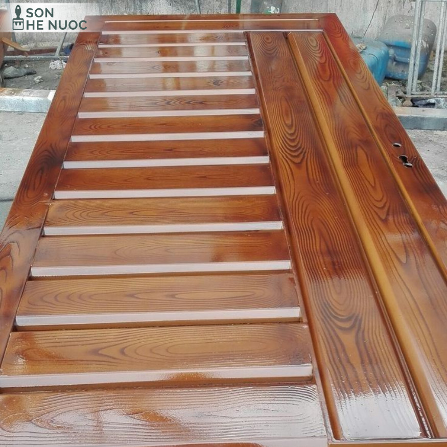 Mẫu vân gỗ tối sơn sắt giả gỗ