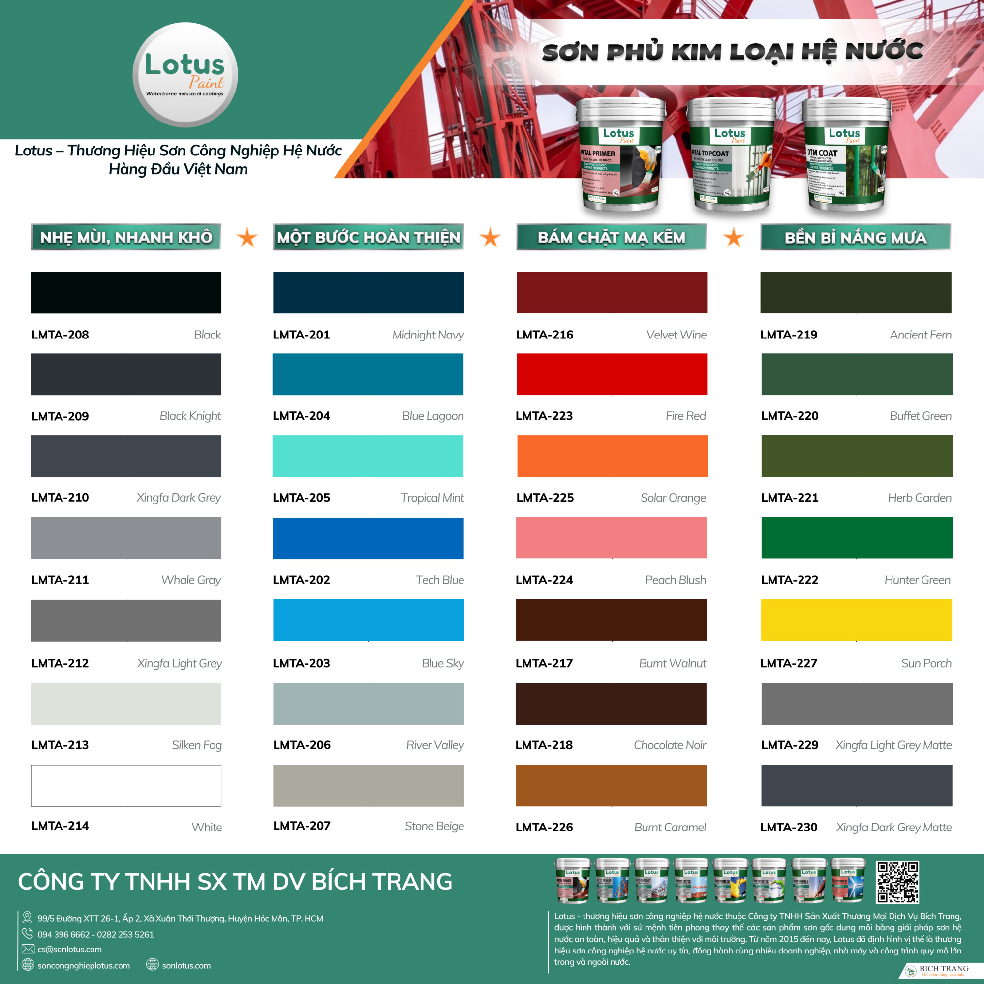 Bảng Màu Sơn Phủ Kim Loại Hệ Nước METAL TOPCOAT