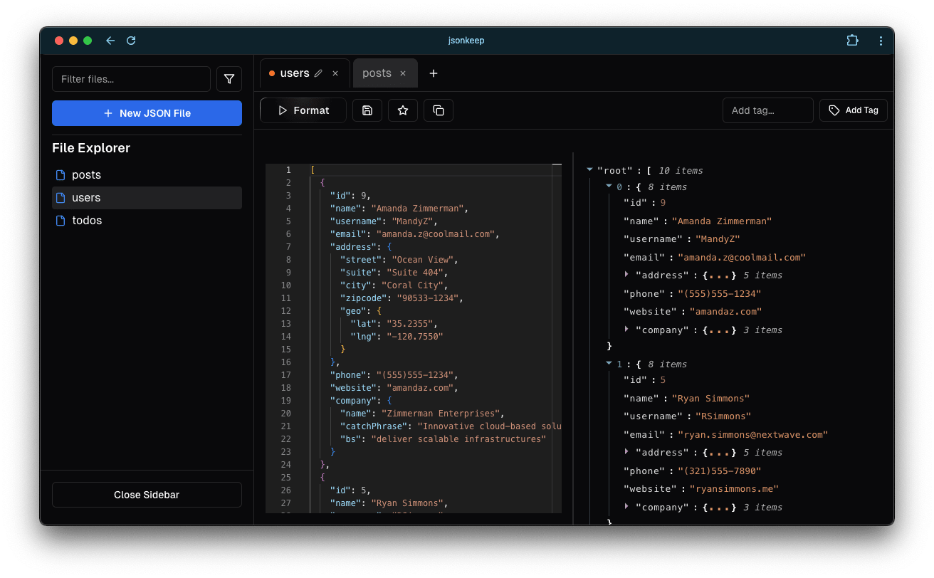 jsonkeep preview