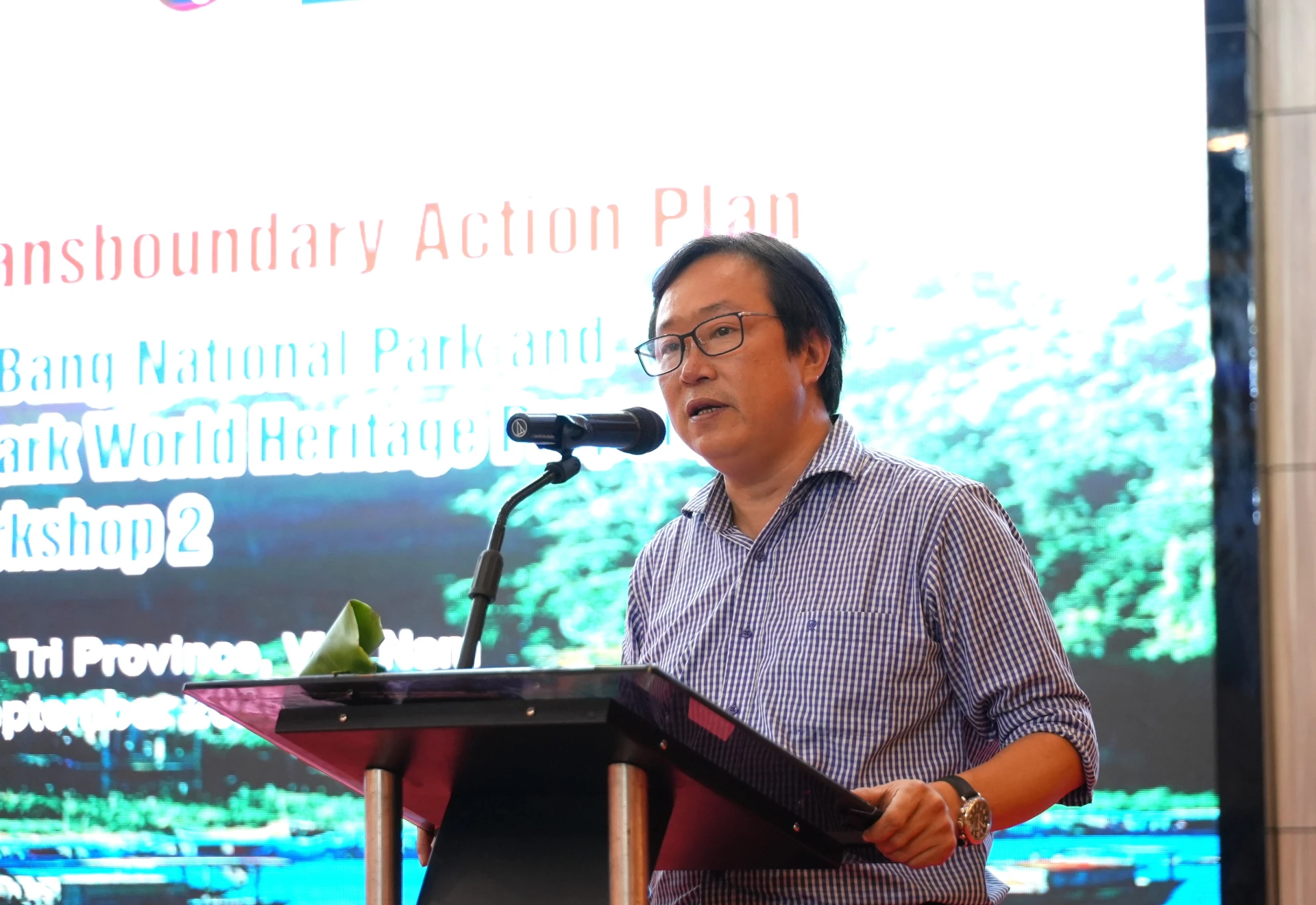 L&atilde;nh đạo Ban Quản l&yacute; VQG Phong Nha-Kẻ B&agrave;ng ph&aacute;t biểu bế mạc hội thảo - Ảnh: Trung Đức