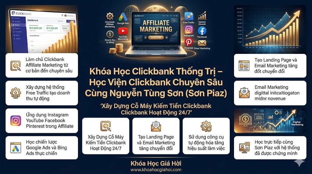 Khóa Học Clickbank Thống Trị – Học Viện Clickbank Chuyên Sâu Cùng Nguyễn Tùng Sơn (Sơn Piaz)