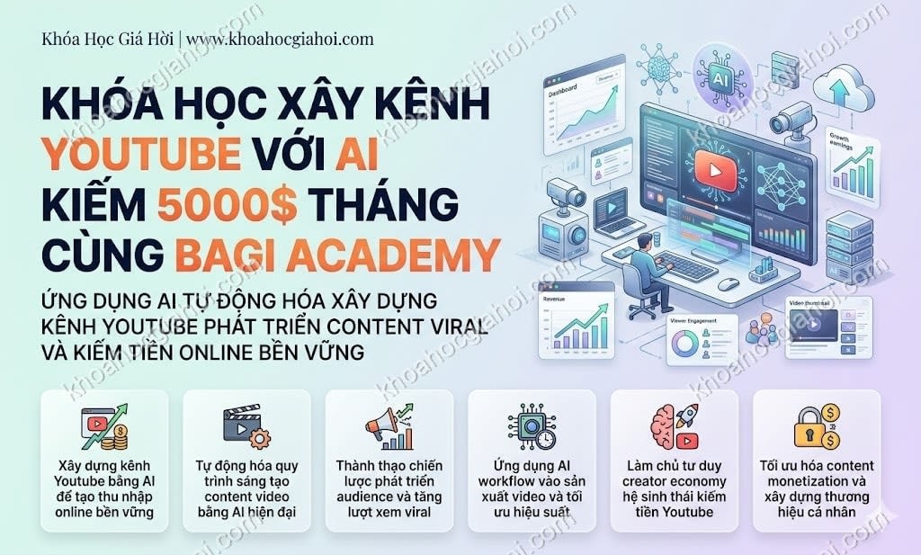 Khóa Học Xây Kênh Youtube Với AI Kiếm 5000$/ Tháng Cùng Bagi Academy