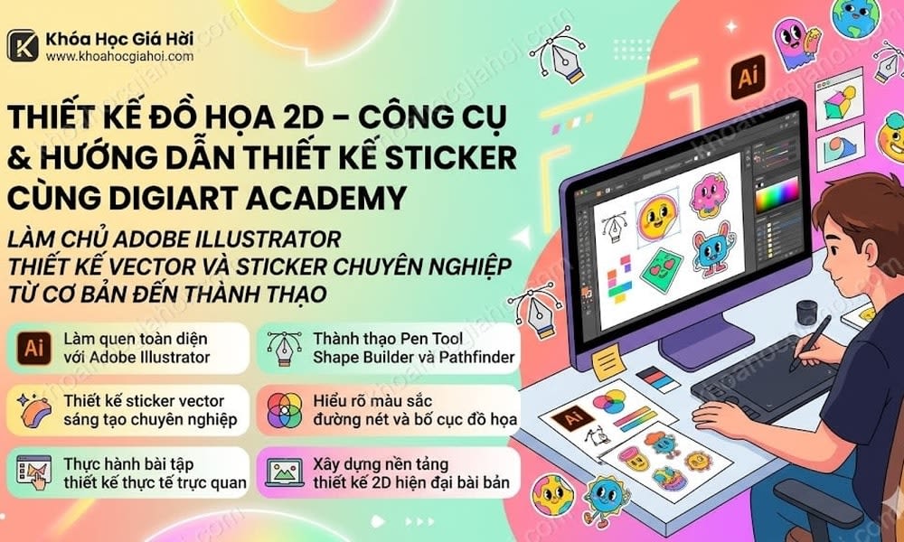Khóa Học Thiết Kế Đồ Họa 2D – Công Cụ & Hướng Dẫn Thiết Kế Sticker Cùng Digiart Academy