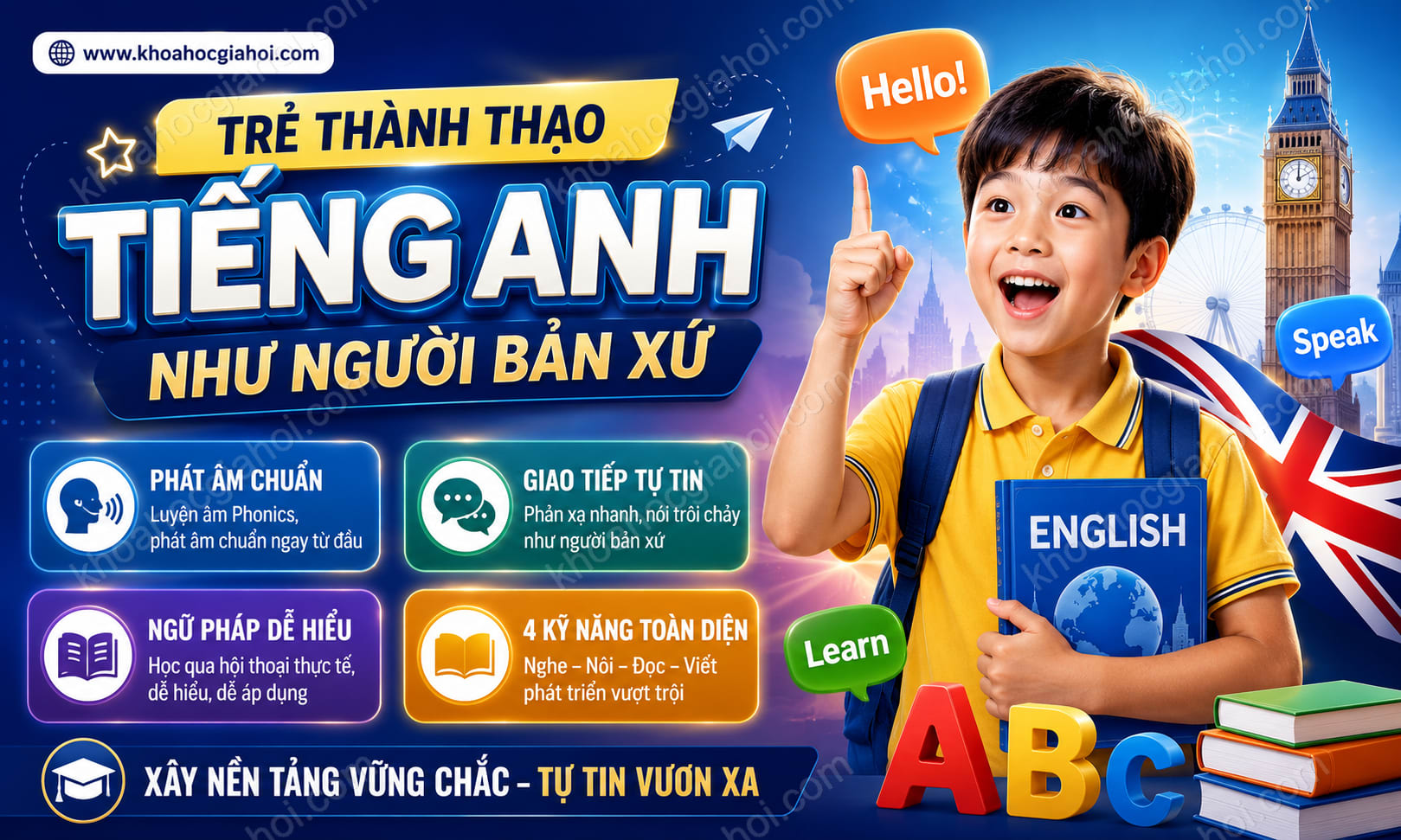 Khóa Học Trẻ Thành Thạo Tiếng Anh Như Người Bản Xứ