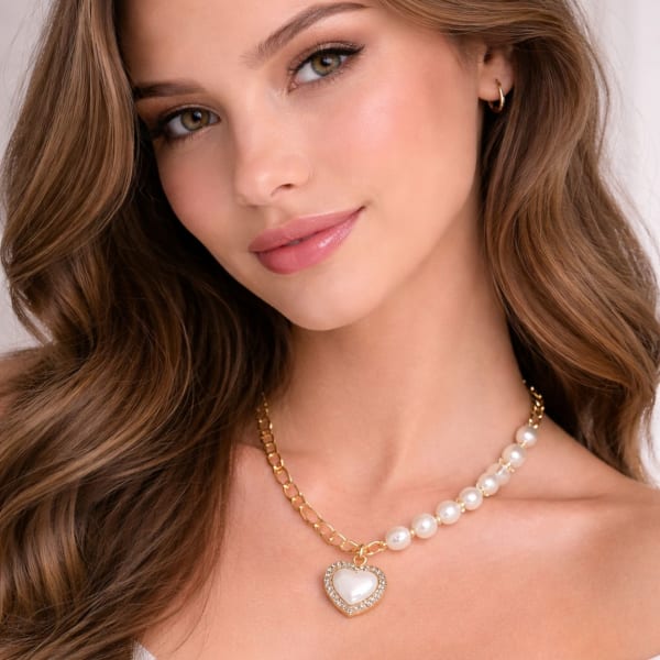 Collar Perlas Dúo Corazón 🤍