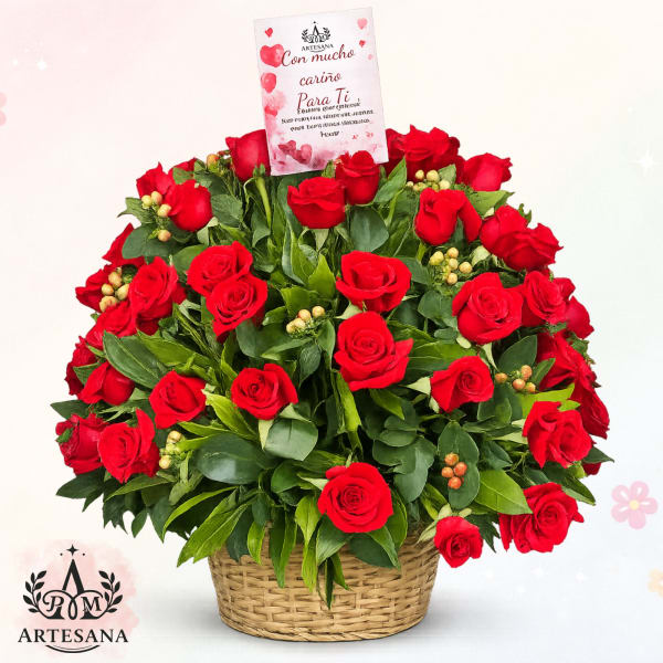 🌹 Canasta Premium 60 Rosas Rojas