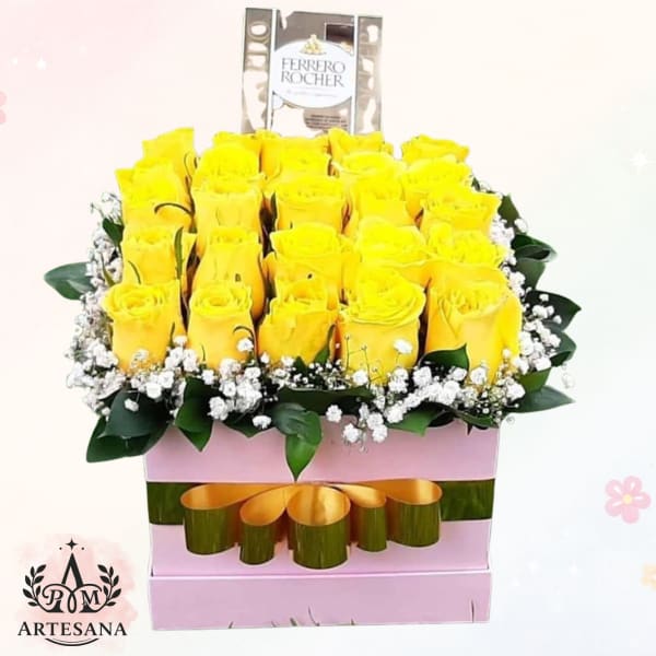 🌼 Caja Floral Dorada Ferrero
