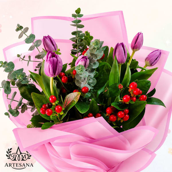 🌷 Ramo de Tulipanes Elegancia Violeta