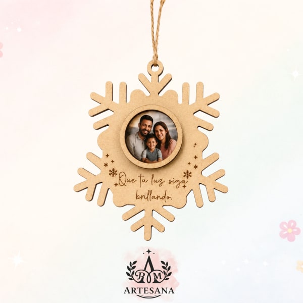 Copo de Nieve en MDF Personalizable con Foto y Grabado