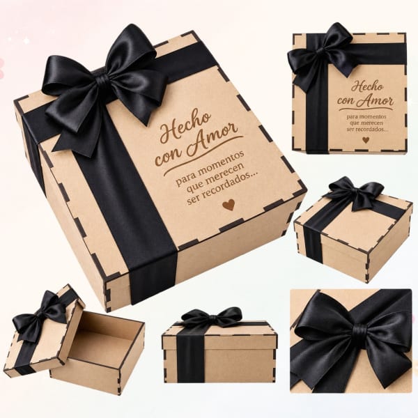 Caja grabada con moño