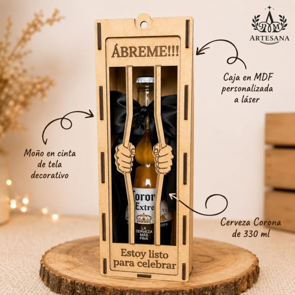 Cerveza Corona en Caja MDF Personalizada 🍺🎁