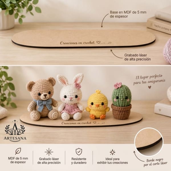Base Ovalada en MDF Personalizada con Grabado Láser
