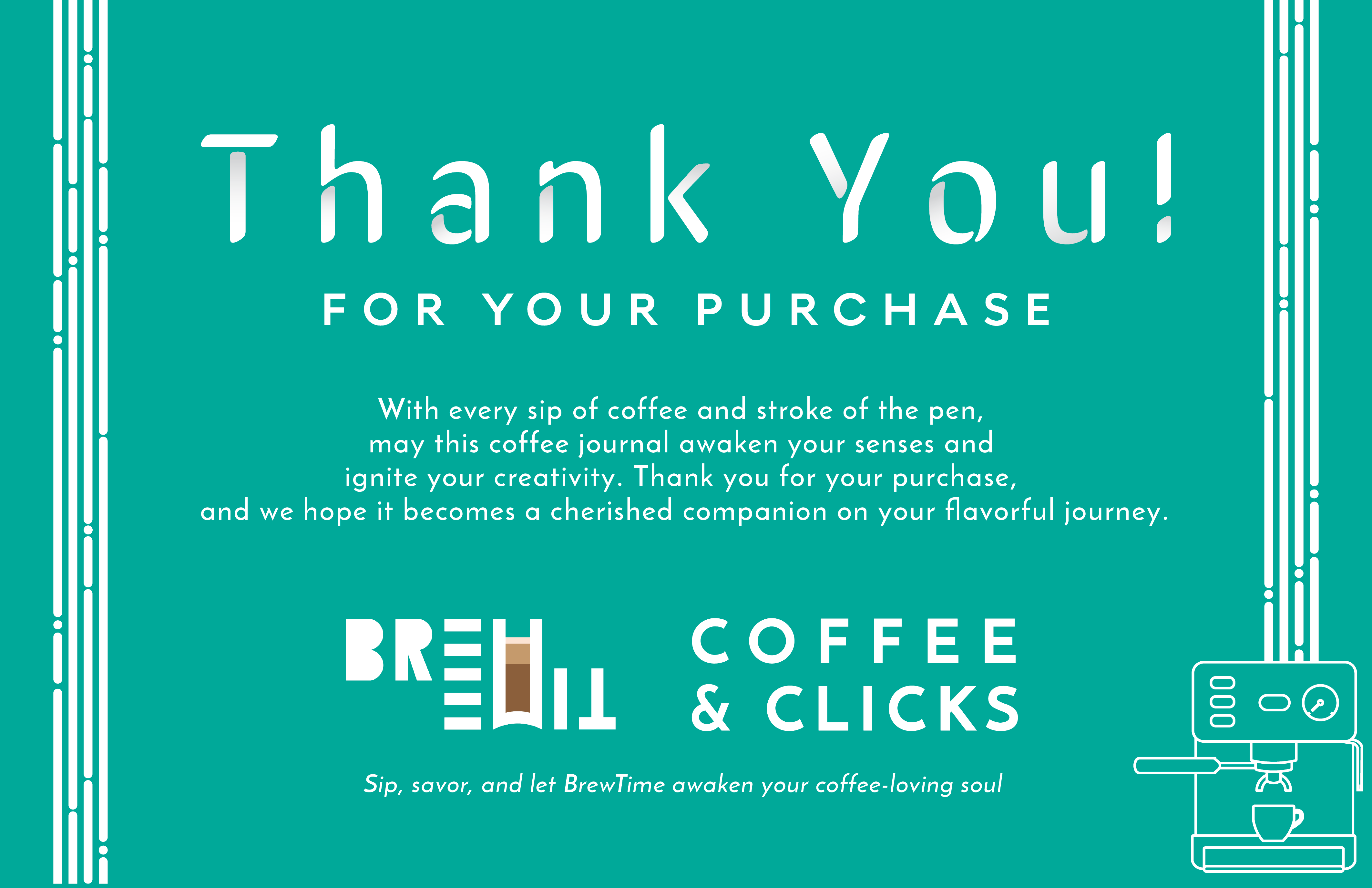 A Thank You card for Journal Purchase