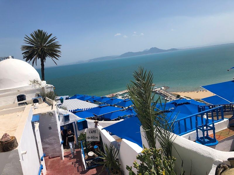 Enjoy panoramic views of the Mediterranean Sea from Café des Délices