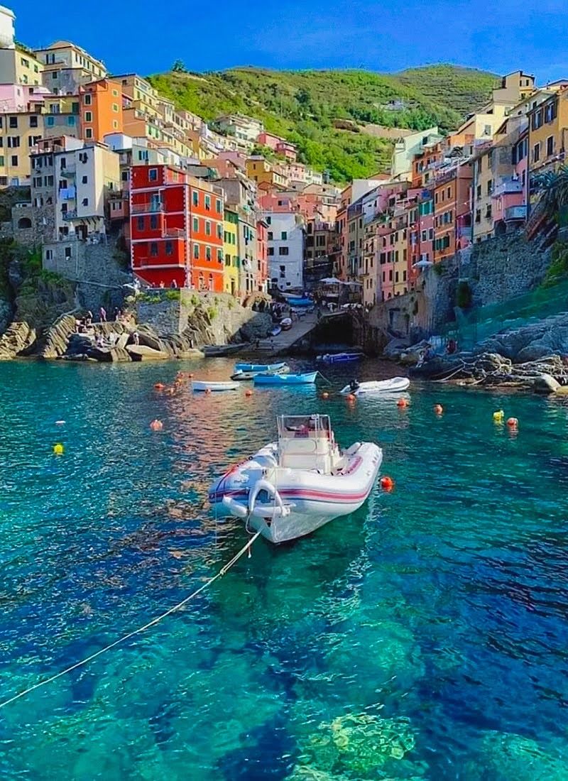 Taking a boat tour along the Ligurian coast