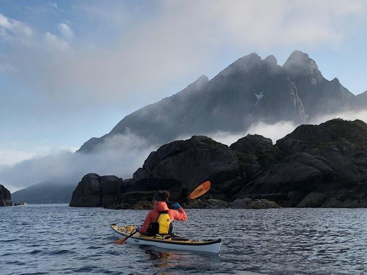 Kayaking through fjords and along the coastline - Ramberg - Norway