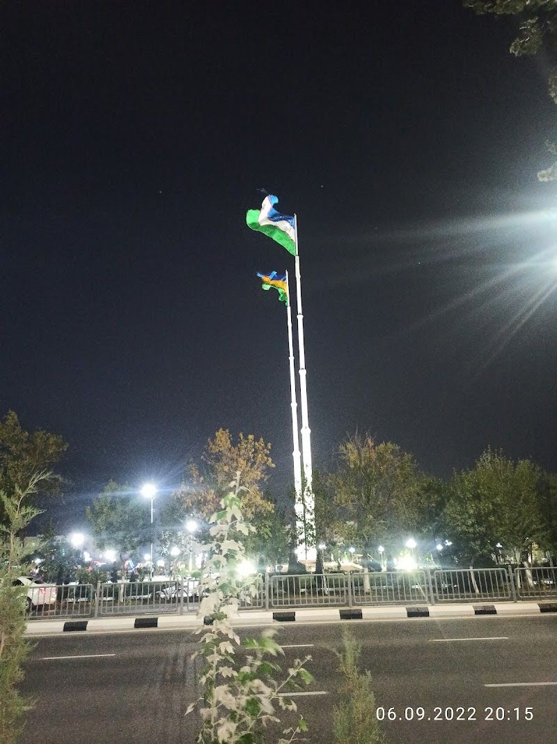 Flagpole with flags of Uzbekistan and Karakalpakstan