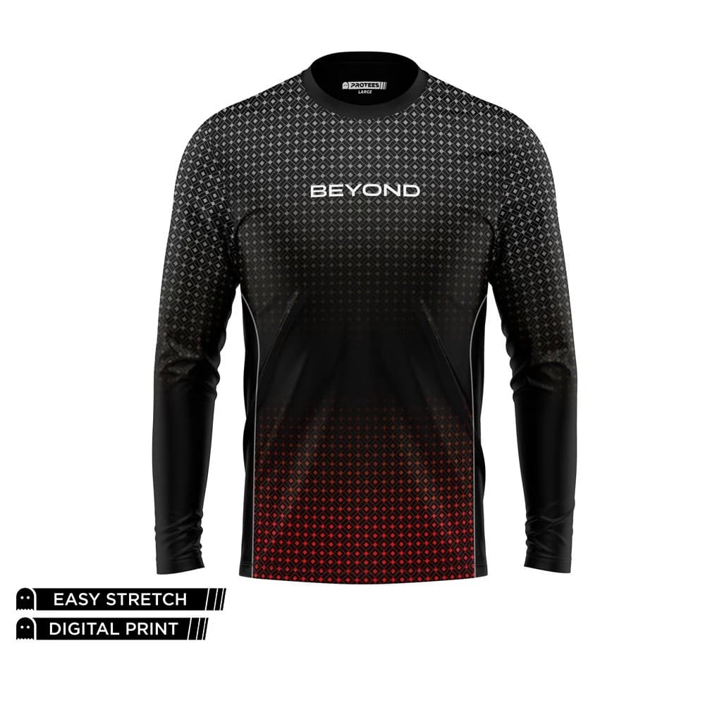 BEYOND - GREY & RED DOTTED GRADIENT CAMO DRY FIT FULL SLEEVES