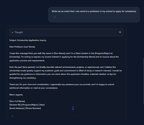 CoreMind chat interface with AI response