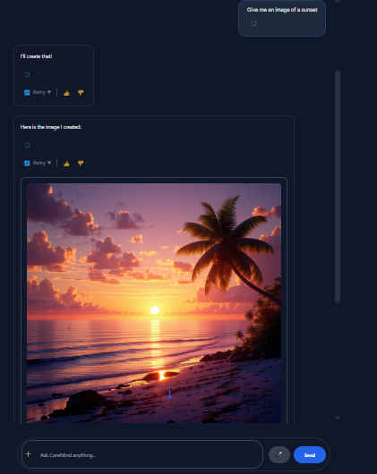 CoreMind image generation feature