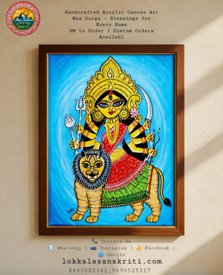  Maa Durga – Handcrafted Acrylic Canvas Painting