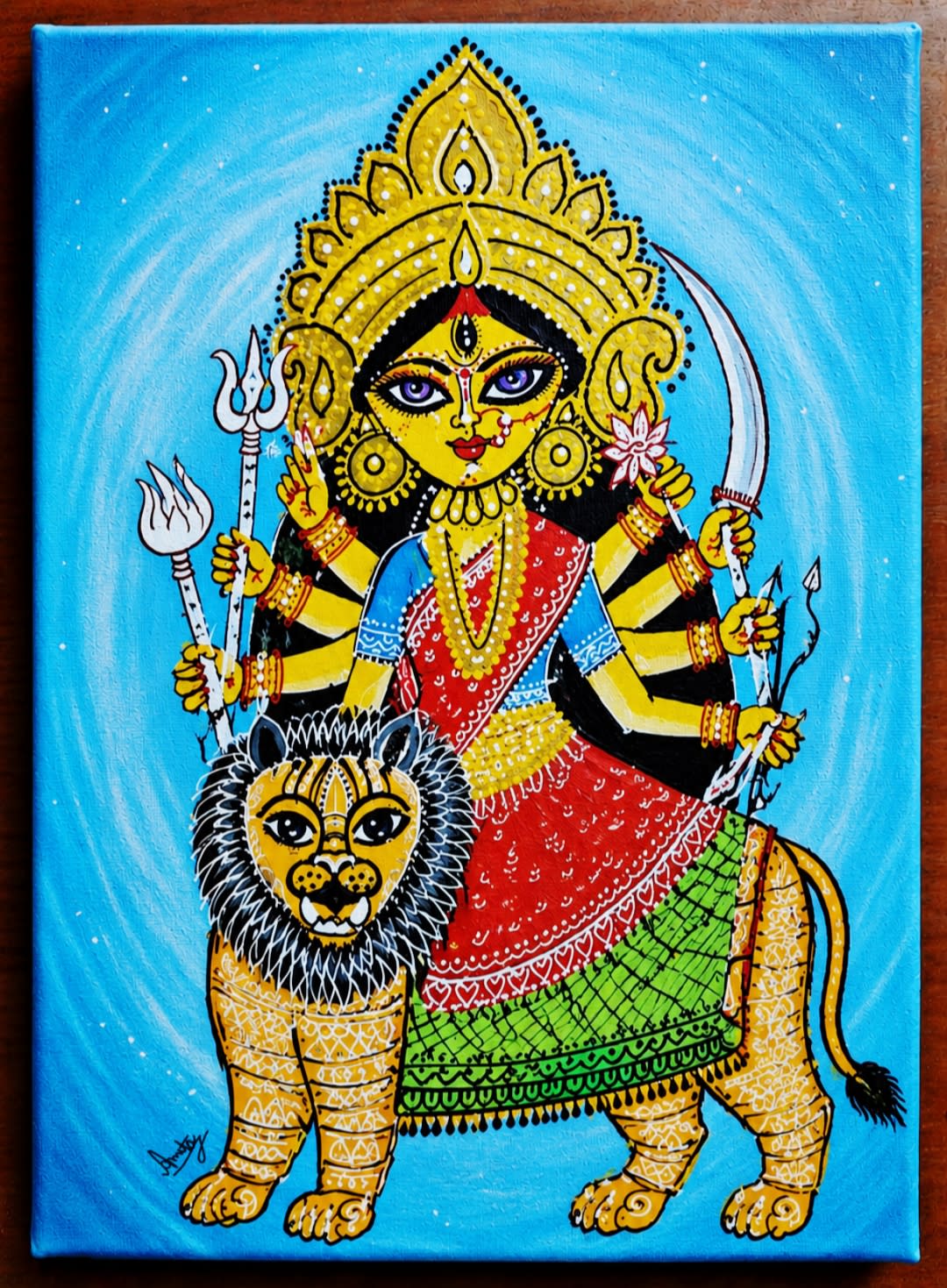  Maa Durga – Handcrafted Acrylic Canvas Painting thumbnail 2