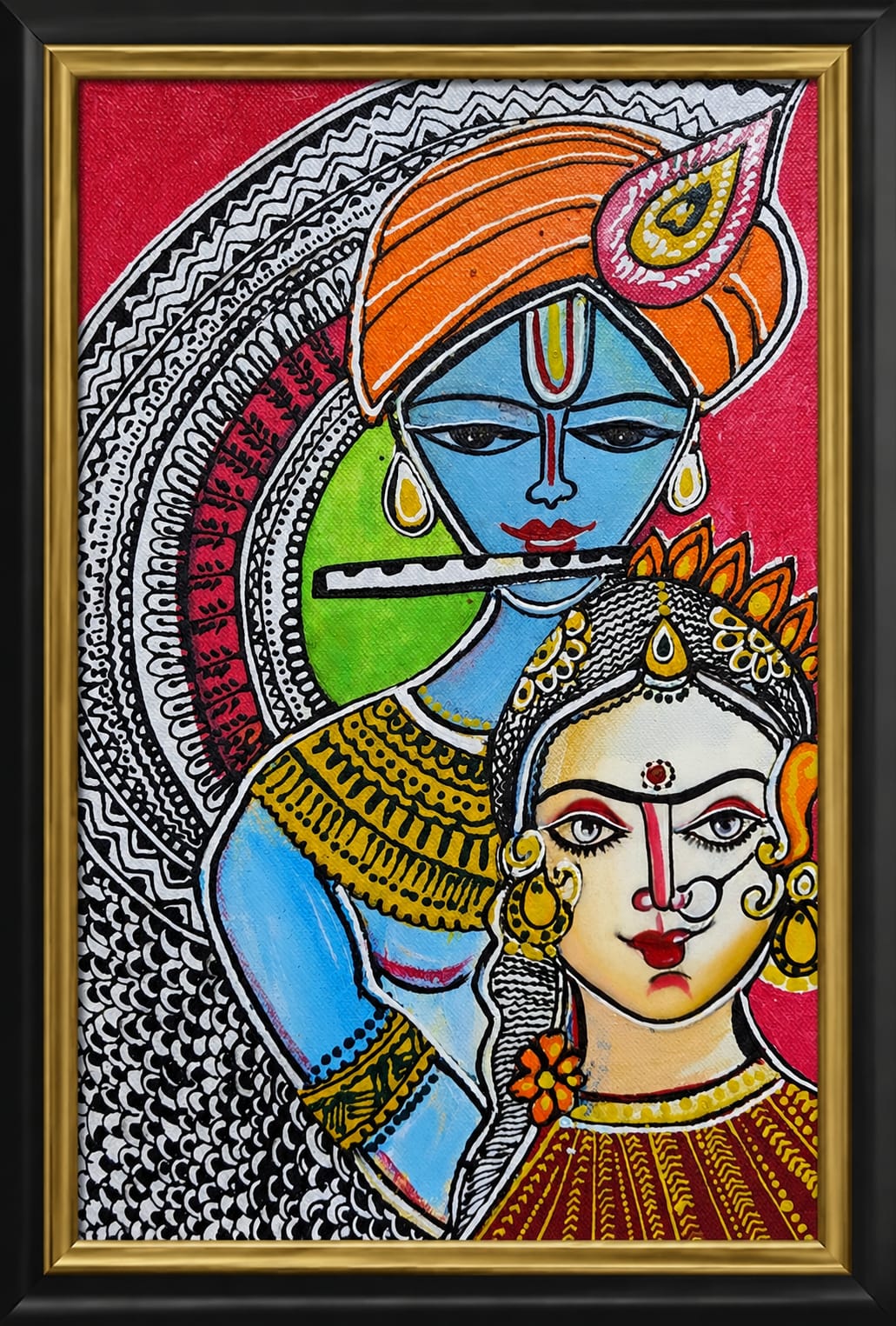 Divine Love – Radha Krishna | Madhubani Art thumbnail 2