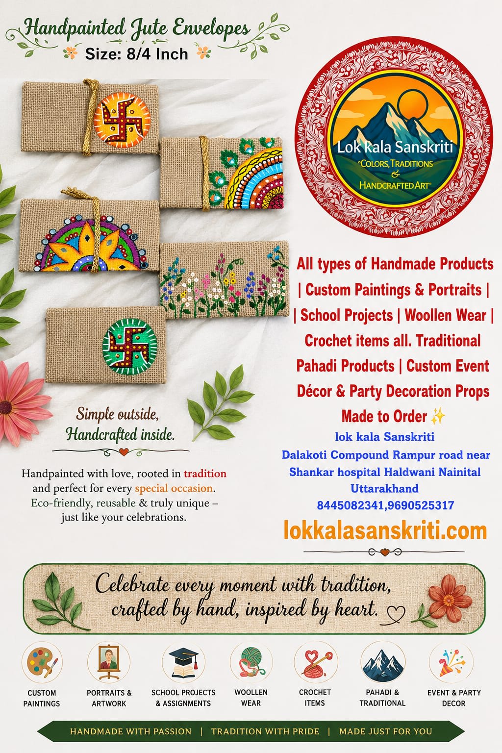 Hand-Painted Jute Envelope – Set of 4 |
