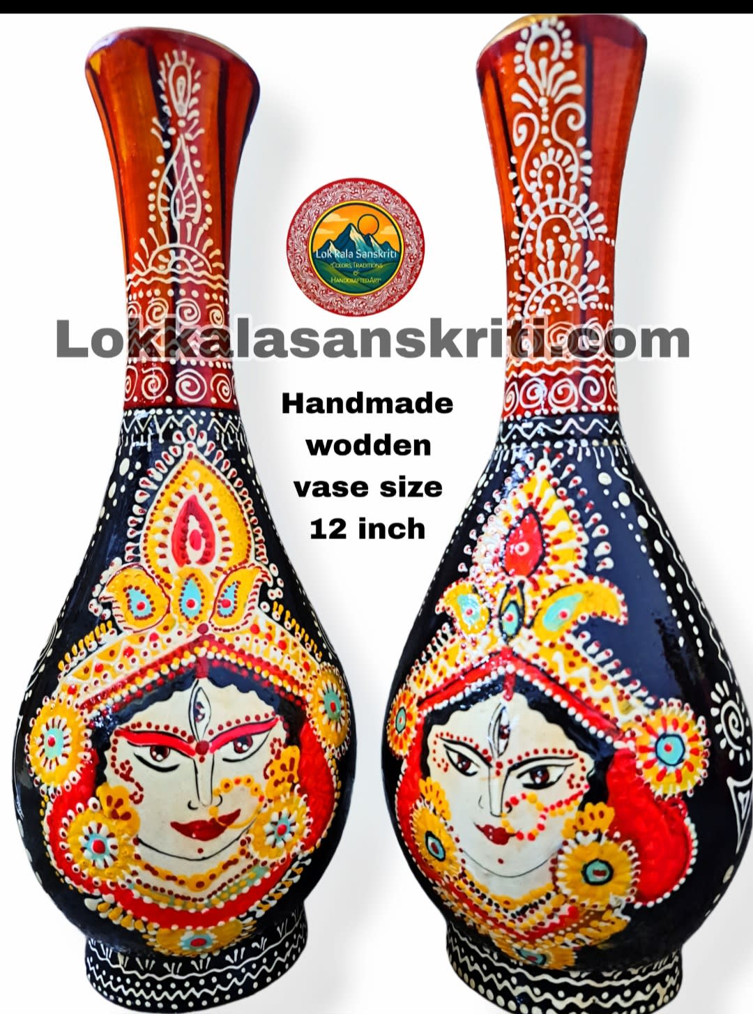 Divine Shakti – Handcrafted Wooden Art Pot