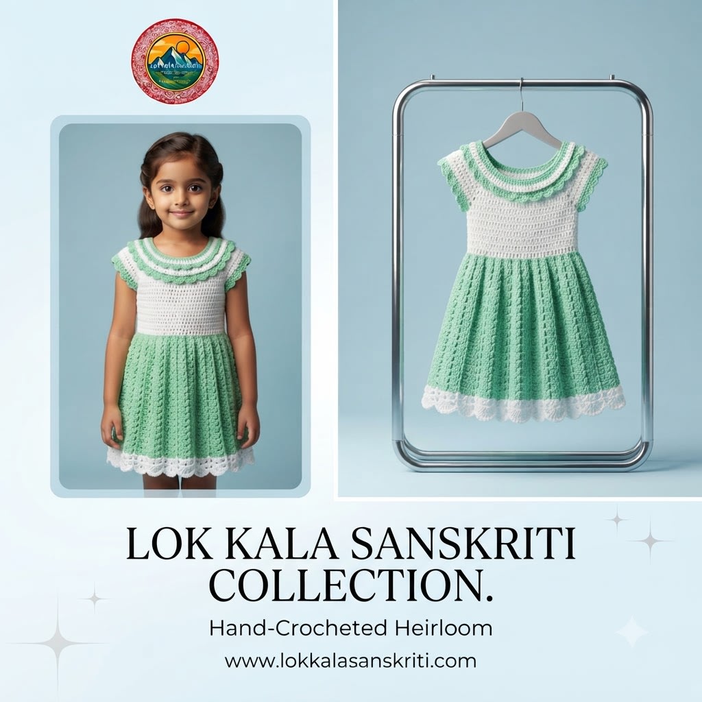 Handmade crochet baby frock thumbnail 3