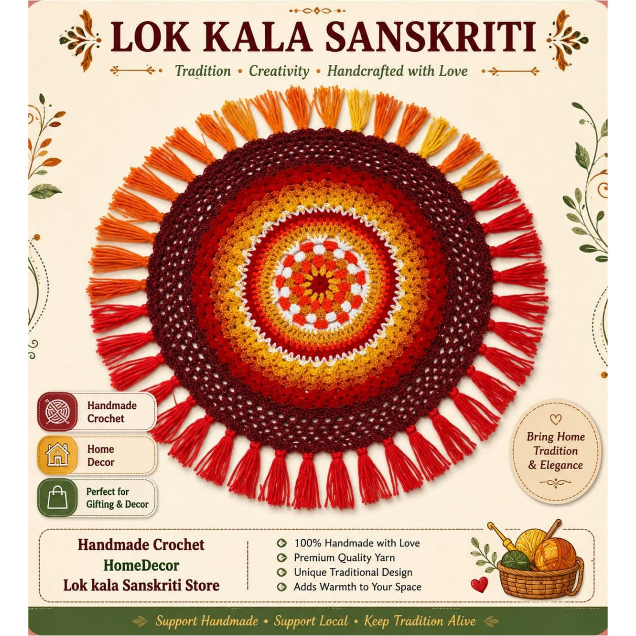 Crochet Thali Cover / Dining Décor thumbnail 3