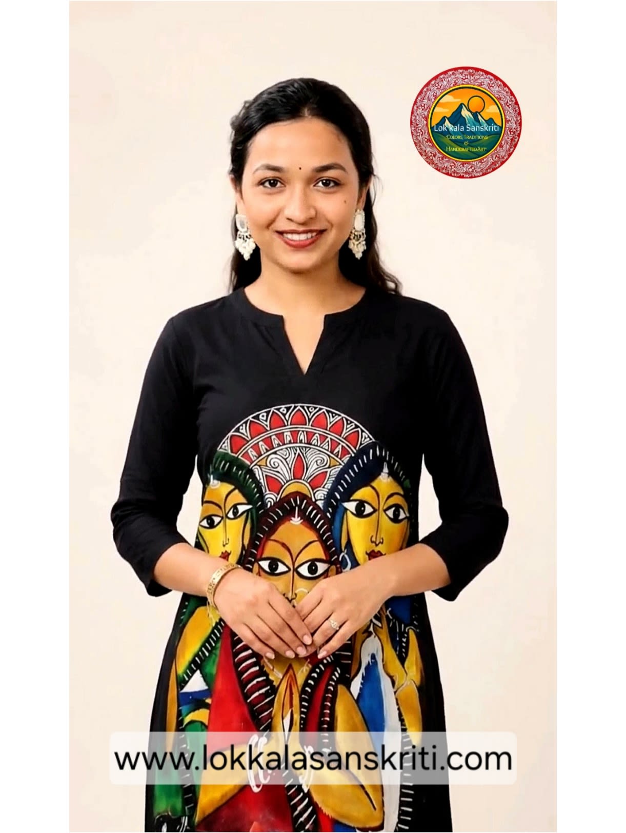 “Kalighat Folk Art Hand-Painted Kurti”