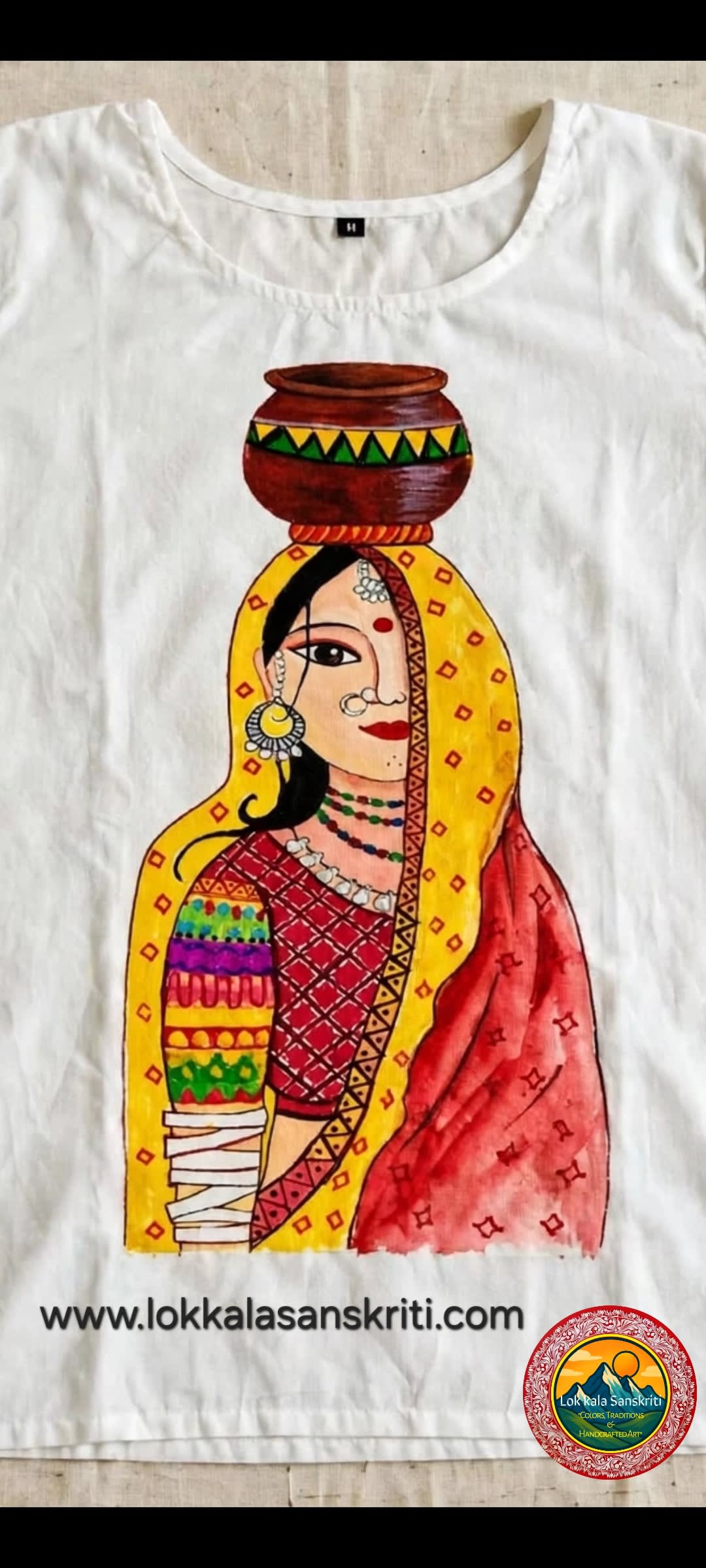 Village Woman – Hand-Painted Fabric Art Kurti thumbnail 4