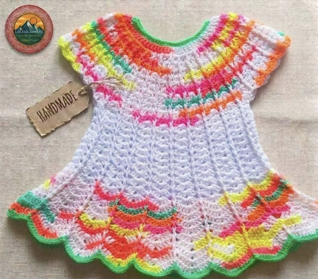 Handcrafted Crochet Baby Dress – 100% Premium Yarn