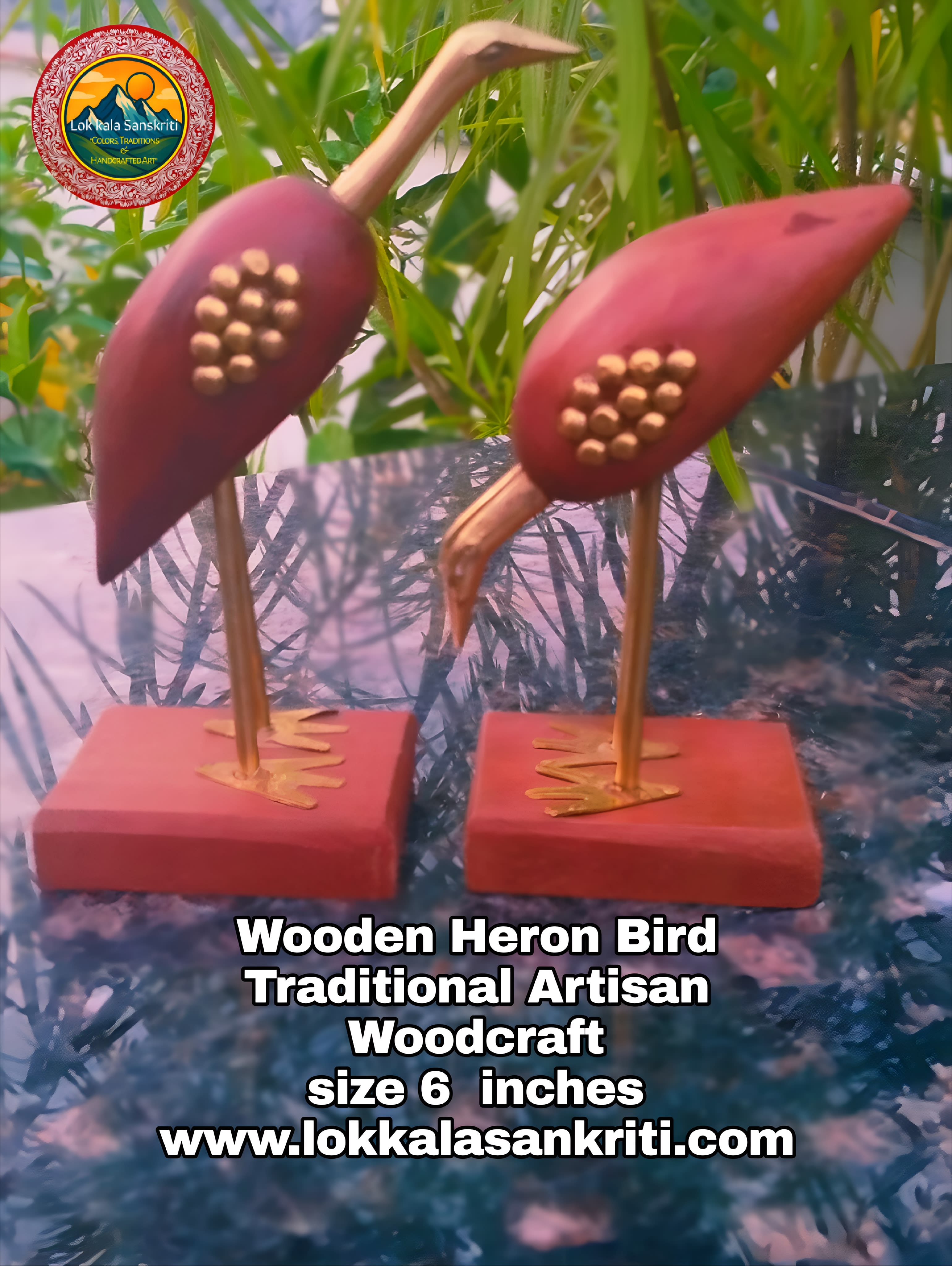 Wooden Heron Bird