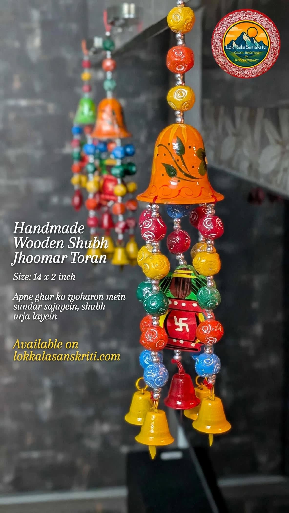 Wooden Shubh Kalash Jhoomar Toran