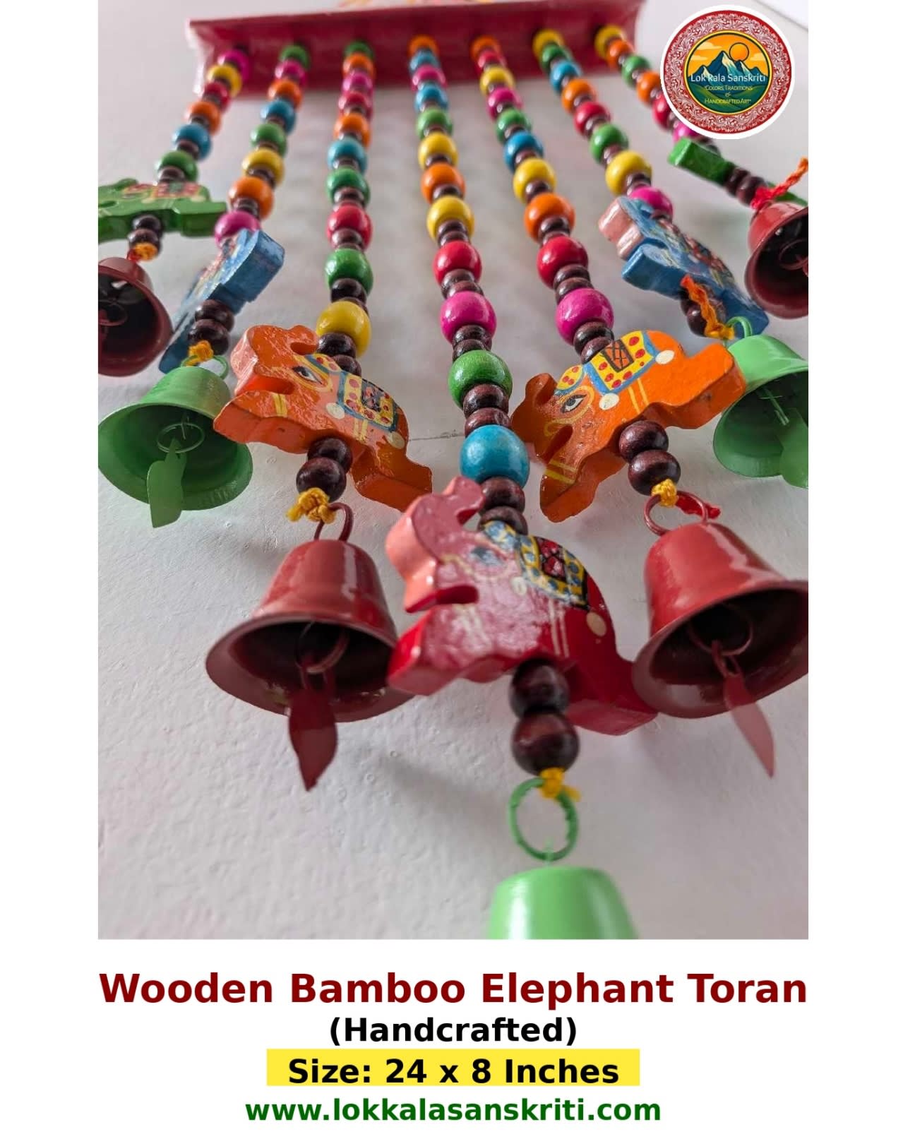 Wooden Bamboo Elephant Toran (Handcrafted) thumbnail 2